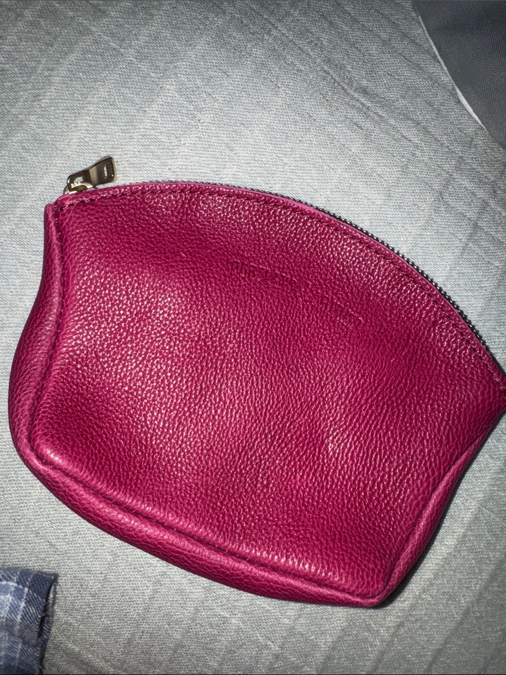 Portland Leather Magenta Pebble Leather Cosmetic Pouch